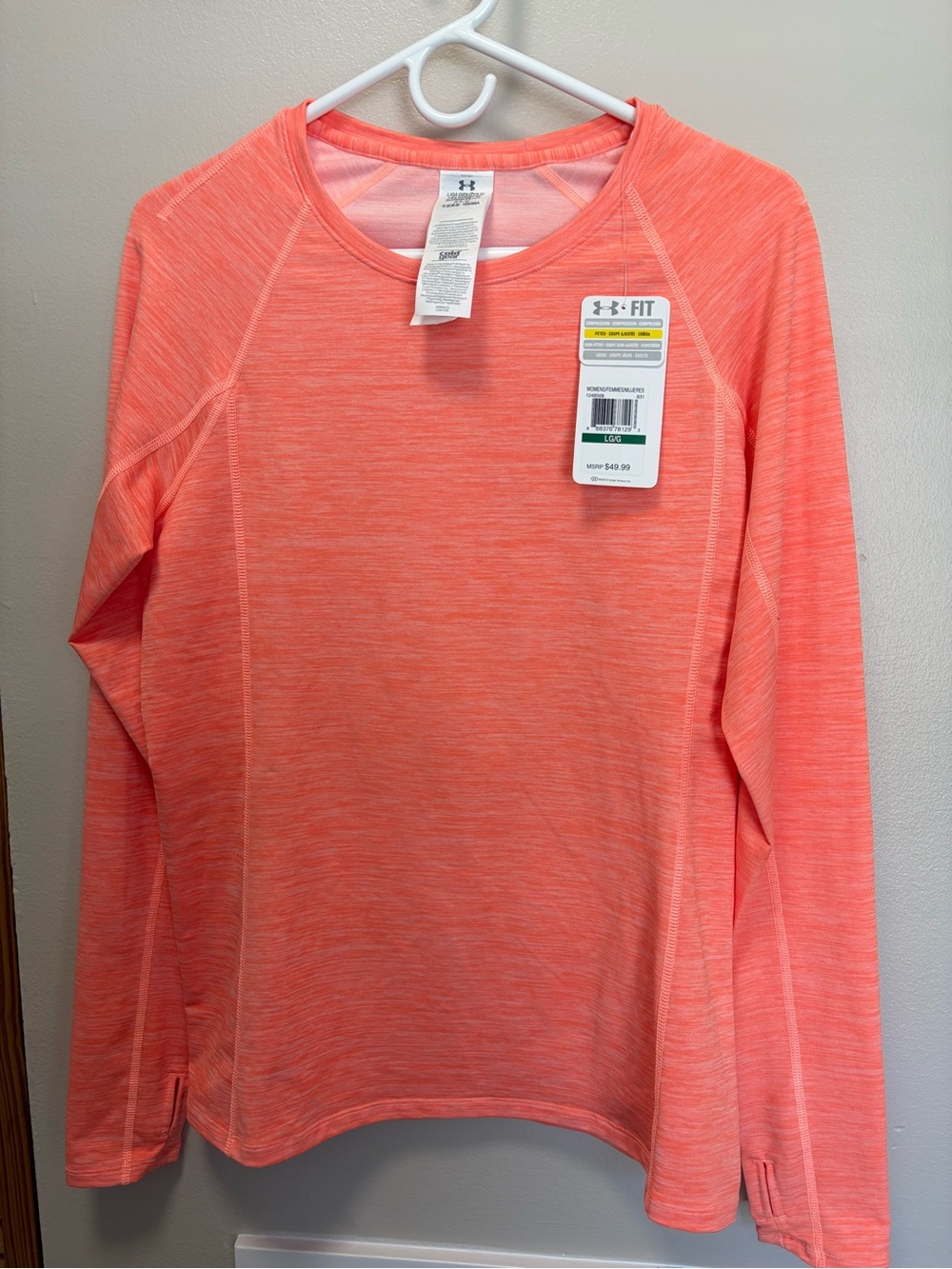 Under Armour Coral Heathered Long Sleeve Performance Shirt